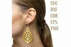 Earrings SVG template, Earrings Laser cut, Jewelry png dxf. Product Image 3