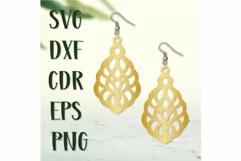 Earrings SVG template, Earrings Laser cut, Jewelry png dxf. Product Image 4