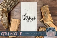 Vertical white sign firewood Craft mock up | High Res JPEG Product Image 1