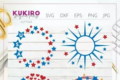 Wreaths Stars SVG- 4th Of July sign making design - Cut file Product Image 2