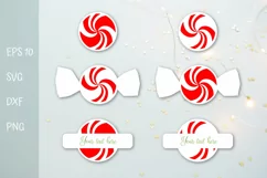Christmas stickers PNG. Candy cane round stickers Product Image 1