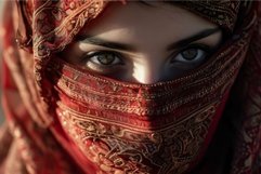 Exotic Portrait of Arabic woman face in veil. Generate ai Product Image 1