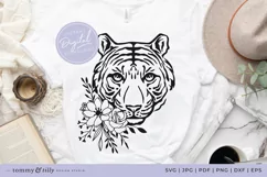 Flower Tiger SVG Cut File for Cricut and Silhouette Product Image 2