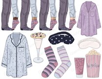 Movie Night CLIPART Chill Wine Books Graphics Stickers - PNG Product Image 4