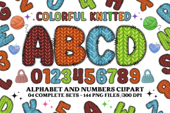 Knitted Alphabet png clipart, knitted texture doodle letters Product Image 1