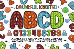 Knitted Alphabet png clipart, knitted texture doodle letters Product Image 1