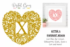 Letter X paper cut design. SVG / DXF / EPS / PNG files Product Image 1