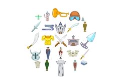 Warlike icons set, cartoon style Product Image 1
