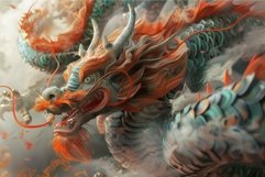 Vibrant digital artwork of a mythical oriental dragon engulf Product Image 1