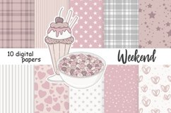 Weekend PATTERN Coffee Paper Cozy Sweet Home Scrapbook JPEG Product Image 1