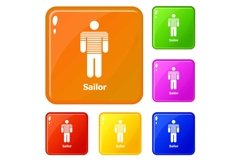 Sailor icons set vector color Product Image 1