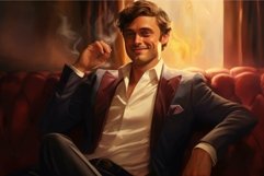 Elegant man enjoying a cigar in luxurious setting Product Image 1
