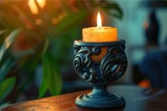Serene candlelight in ornate holder Product Image 1
