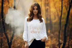 Halloween T-Shirt Mockup Women, White T-Shirt Mockup, d48 Product Image 2