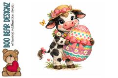 Whimisical Easter Cow Clipart Product Image 1
