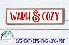 Warm and Cozy| Winter SVG Cut File | Wood Sign Product Image 1