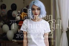 Halloween T-Shirt Mockup for Women, White T-Shirt Mockup, d8 Product Image 1