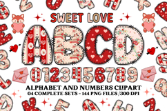 Valentine Alphabet Clip Art, valentines day letters doodle Product Image 1