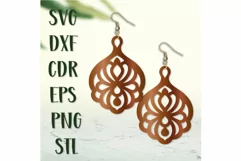 Boho Earrings SVG, Jewelry Pendant Svg, Laser cut DXF STL. Product Image 4