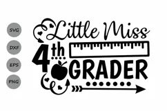 Little Miss 4th grade svg, fourth grade svg, back to school. Product Image 1