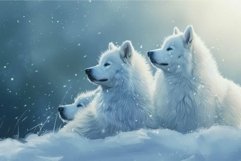 Serene arctic wolves in snowy wilderness Product Image 1