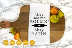 Farmhouse Kitchen Towel SVG | They see me Rollin they Hatin Product Image 1