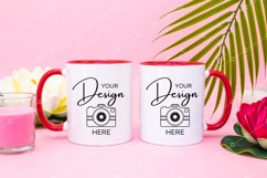 Mug Mockup 11 Oz Blank White Coffee Cup Red Handle Summer Product Image 1