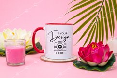 Mug Mockup 11 Oz Blank White Coffee Cup Red Handle Summer Product Image 1