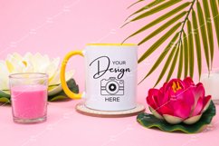 Mug Mockup 11 Oz Blank White Coffee Cup Yellow Handle Summer Product Image 1