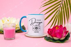 Mug Mockup 11 Oz Blank White Coffee Cup Blue Handle Summer Product Image 1