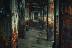 Abandoned industrial corridor with rusty walls Product Image 1