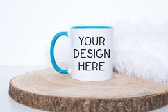 Mug Mockup 11 Oz Blank White Coffee Cup Blue Handle Product Image 1