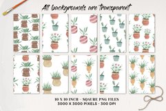 Watercolor Seamless Patterns Plants in Pots House Garden Product Image 3
