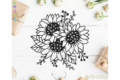 Sunflower bouquet svg, Sunflower svg, Botanical svg Product Image 1