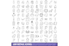 100 retail icons set, outline style Product Image 1