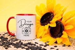 Mug Mockup 11 Oz Blank White Coffee Cup Red Handle Summer Product Image 1