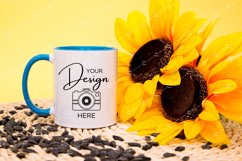 Mug Mockup 11 Oz Blank White Coffee Cup Blue Handle Summer Product Image 1