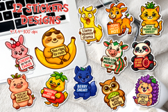 Funny Fruit Animal Stickers | Printable Quote PNGs Product Image 1