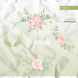 Watercolor clipart, Peony, flower clipart, wedding clip art Product Image 3
