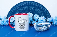 Mug Mockup 11 Oz Blank White Coffee Cup Red Handle Summer Product Image 1