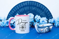 Mug Mockup 11 Oz Blank White Coffee Cup Pink Handle Summer Product Image 1