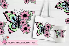 Floral Butterfly svg, Flowers svg Product Image 1