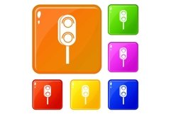 Semaphore trafficlight icons set vector color Product Image 1