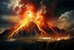 Majestic volcano eruption at nightfall Product Image 1