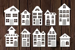 Houses silhouettes. House street silhouette SVG. House SVG. Product Image 2