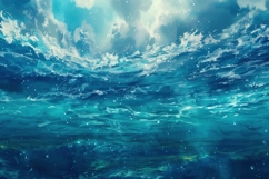 Watercolor Ocean Waves Background Wallpaper Product Image 1