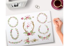 watercolor flower antlers wedding stationery graphics