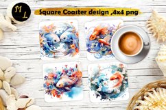 Watercolor Pisces Coaster design,Pisces Square Coaster png Product Image 1