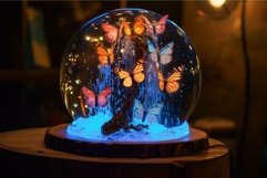 Enchanted butterfly glass dome with illuminated effect Product Image 1