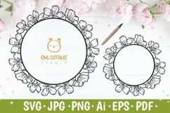 Cherry Blossom Wreath svg, Wedding Flowers SVG, Plum Blossom Product Image 1